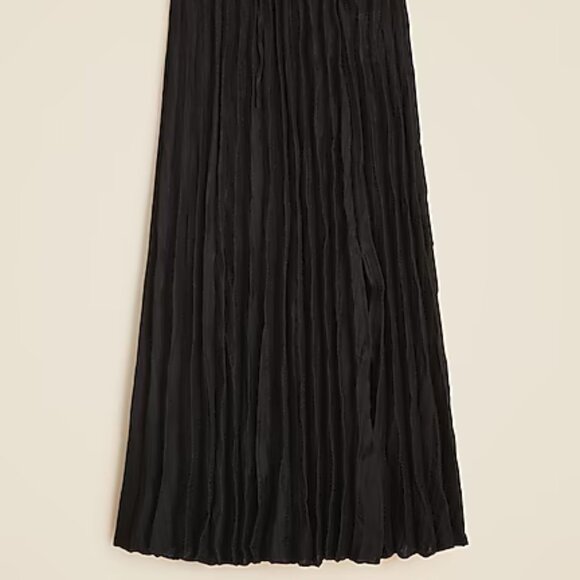 J. Crew Black Pleated Drawstring Maxi Skirt in Linen Blend/NWT/L - Picture 3 of 15